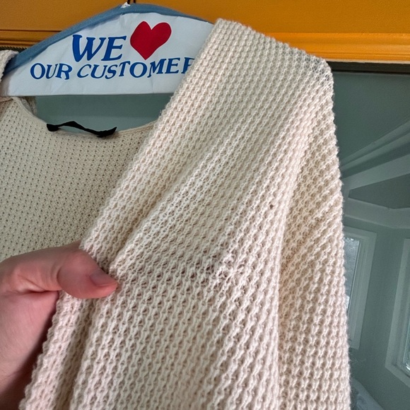 Jenni Kayne Ivory Waffle Hooded Sweater Coat Wool Cashmere Medium - Picture 4 of 7